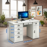 Bureau d'ordinateur de bureau moderne en acier avec 6 tiroirs (verrouillage individuel) Armoire de rangement Plusieurs tailles Poste de travail Utilisation à domicile/commerciale/en salle de sport