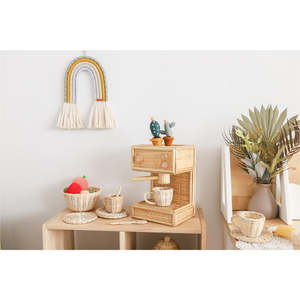 Juguete de cafetera de ratán tejido a mano respetuoso con el medio ambiente | Juego de cocina bohemio Montessori para niños de 2 a 7 años | Hecho a mano - Product Image 3