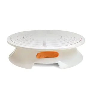 5Inch-11inch white non slip adjustable accurate scale decorating rotating round plastic wholesale pedestal cake stand