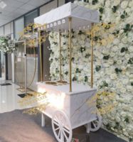 Présentoir Moderne pour Desserts Sucrés et Fleurs, Extérieur, pour Chariot, Mariage, Fête, Événement, Bar à Bonbons avec Roues en PVC