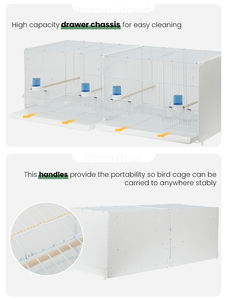 Cage à oiseaux de grande taille améliorée - 4 portes avant, panneau arrière complet et séparateur pour la reproduction, volière pour perroquets avec protection contre les graines - Product Image 6