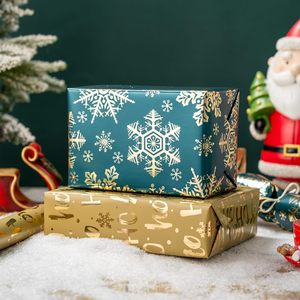 Christmas Wrapping Paper Rolls Green Gold Foil Snowflakes Trees Ho Letters Gift Wrap Set 17x120in 42.5 Sq Ft Recyclable - Product Image 4