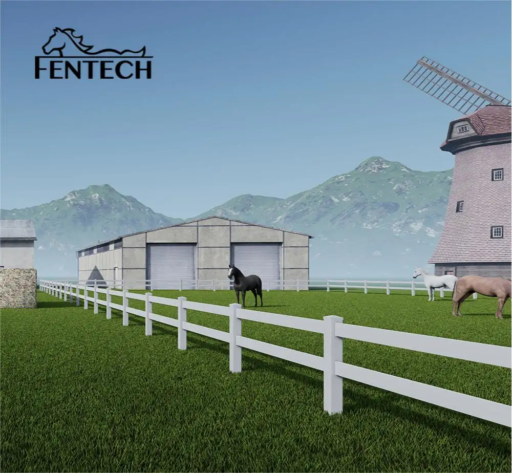 Fentech High Standard 2 Rails Pvc Horse Fence And Post