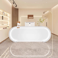 Meilleure vente Bureau de réception miniature rose à cannelures de haute qualité pour hôtel, salon de beauté