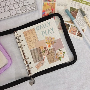 Rõ ràng không thấm nước lấp lánh PVC nhựa Bìa Ngân Sách chất kết dính A6 mở rộng 6 vòng chất kết dính lá lỏng lẻo máy tính xách tay với hoa hình dạng dây kéo - Product Image 4