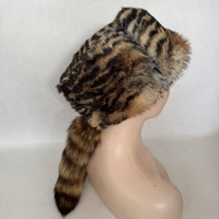 Gorro de Mapache Auténtico con Cola para Hombre y Mujer, Gorro de Piel de Conejo Estilo Davey Crockett, Gorro Ruso Ushanka de Piel