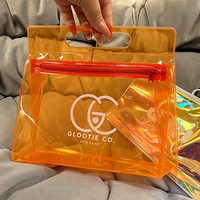 Ensemble d'organisateurs de voyage transparents et étanches en PVC avec fermeture éclair pour trousse de toilette, pochettes cosmétiques durables pour maquillage