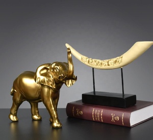 Bán Sỉ Bức Tượng Thủ Công Tượng Voi Vàng Lớn Bằng Nhựa Resin Điêu Khắc Trang Trí Nhà Cửa - Product Image 3