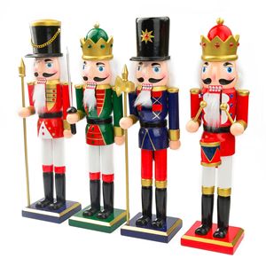 Adorno Navideño Clásico de Madera Hecho a Mano de 38 cm, Decoración de Mesa para Fiestas, Cascanueces de Madera - Product Image 1