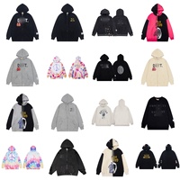 Hoodie Vintage Galleries Unisex Katun Tebal Oversized Pullover Cetak Percikan Cat Distressed Streetwear Sweatshirt