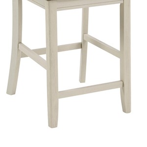 26 Inch Counter Height <b>Adjustable</b> Chair Set of 2 Modern Design Antique White and Brown Finish Home <b>Bar</b> & Hotel Dining - Product Image 3