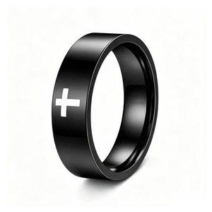 Anillo Plano Unisex de Acero Inoxidable con Cruz Grabada con Láser, Elegante y Versátil, Perfecto como Anillo de Pareja o <span class=keywords><strong>Regalo</strong></span> Navideño - Product Image 6