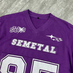 เสื้อยืดคอกลมสุดหรูสำหรับผู้ชายเสื้อยืดปักลายเสื้อยืดโอเวอร์ไซส์แนวสตรีทเสื้อยืดซักได้หนา - Product Image 2