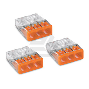 Authentique Wagos Allemagne 3 fils, 2273-203 Orange Compact Push-in Connector avec Fast Shipping 2273 Series - Product Image 1