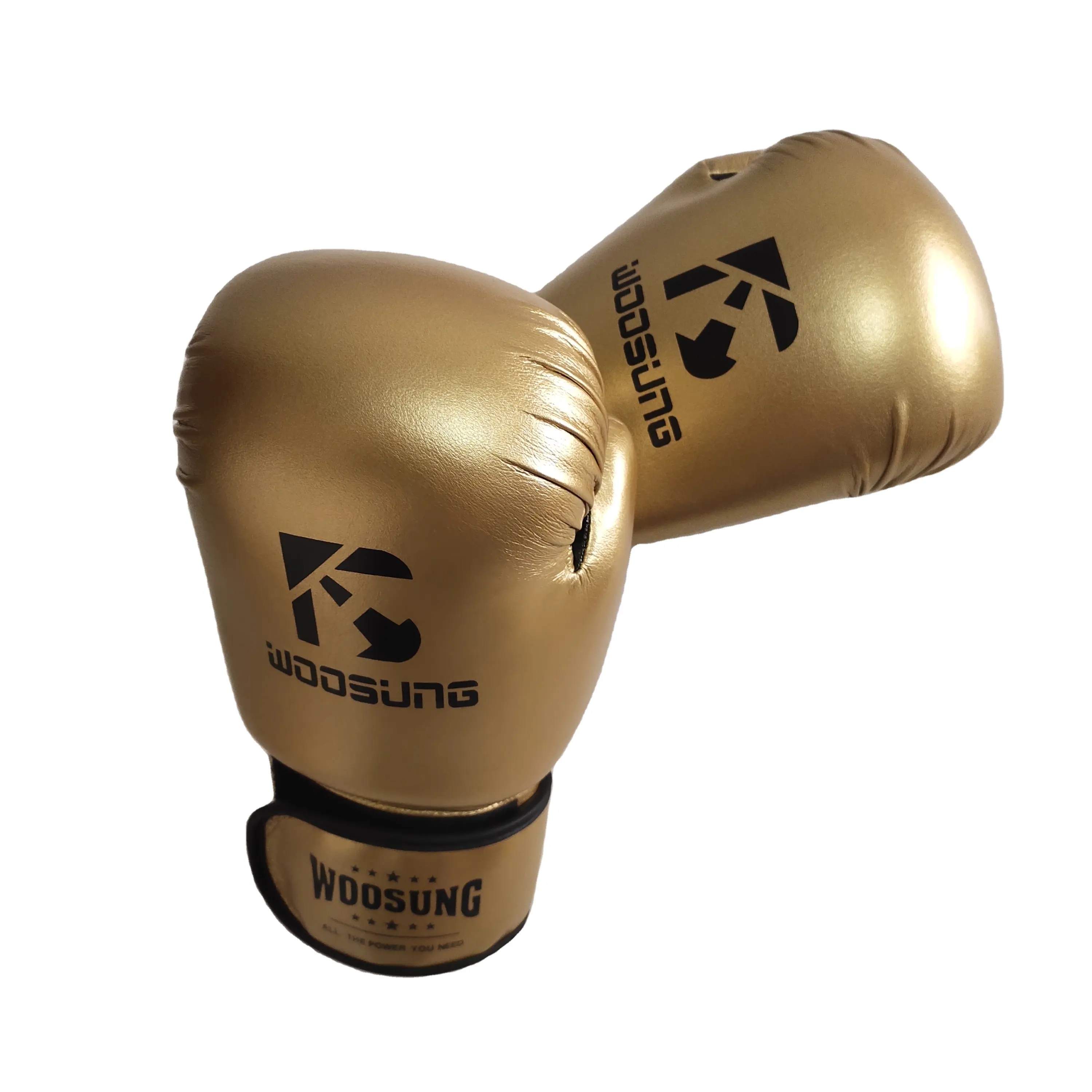 Sample free shipping woosung Low MOQ high quality custom logo gold boxing gloves