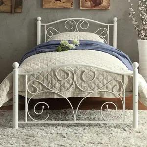 Antique白装飾単一の金属鉄のベッド