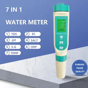 2023 più nuovo digitale 7 in 1 multifunzionale salinità unità tds tester di qualità dell'acqua conducibilità pH/TDS/EC/TEMP meter ph tester