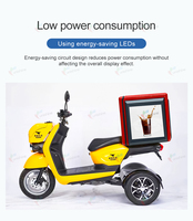 Boîte de livraison publicitaire mobile à LED, triple face, avec suivi GPS 4G et contrôle par application intelligente pour signalisation de livraison de repas