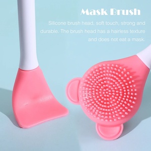 Cepillo de silicona de doble cabezal para mascarillas faciales, aplicador, espátula, cuchara, varilla mezcladora con <span class=keywords><strong>mango</strong></span> de plástico para limpieza facial y maquillaje en casa para mujeres - Product Image 5