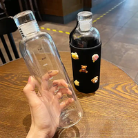 2023 gros Portable étudiant INS tasse verre borosilicaté potable bouteille d'eau transparente Sublimation avec échelle de temps