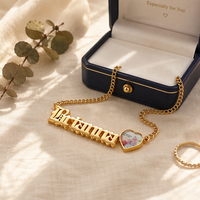 Collar con Nombre Personalizado de Acero Inoxidable, Colgante Gótico con Placa de Nombre y Foto, Cadena de Eslabones para Mujer