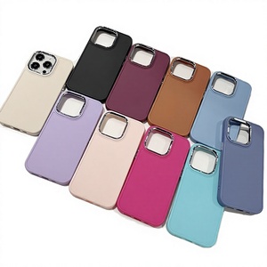 เคสโทรศัพท์มือถือกันกระแทก TPU PC สีพื้นสำหรับ iPhone พร้อมวงแหวนป้องกันกล้อง ไม่มีที่จับ - Product Image 3