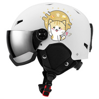 Casque de ski et de snowboard Eastinear pour adultes avec visière intégrée, motif chat de dessin animé, matériau PC/EPS, réglage par molette