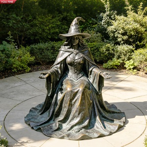 Statua di Strega in Bronzo a Grandezza Naturale YOUFINE, Statua di Donna Maga Fantastica per Decorazione di Giardini e Paesaggi Esterni - Product Image 5