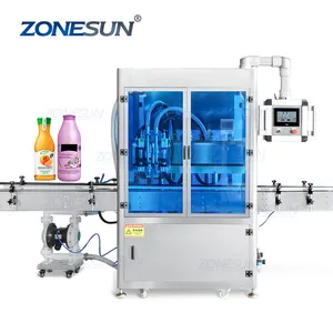 ZONESUN Servo automático Bomba de engranajes de doble cabezal Cuidado DE LA PIEL Champú Detergente Líquido viscoso Máquina de llenado de seguimiento de pasta