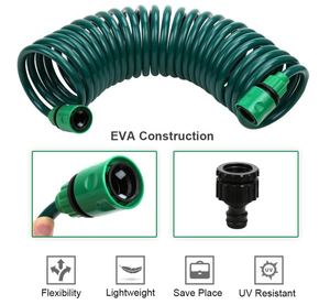Tuyau d'arrosage rétractable BSCI 15M/50FT avec buse de pulvérisation à 7 fonctions, tuyau magique léger pour le lavage de voitures, l'arrosage et le nettoyage - Product Image 2