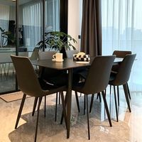 Italienisches Komplett Schwarzes Esstisch-Set, Modernes Rechteckiges Schiefer-Wohnmöbel für Kleine Wohnungen oder Hotels