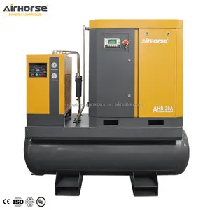 7.5kw 8bar all in one air cooled small screw air compressor 300L 10hp 120PSI with tank,dryer for industry