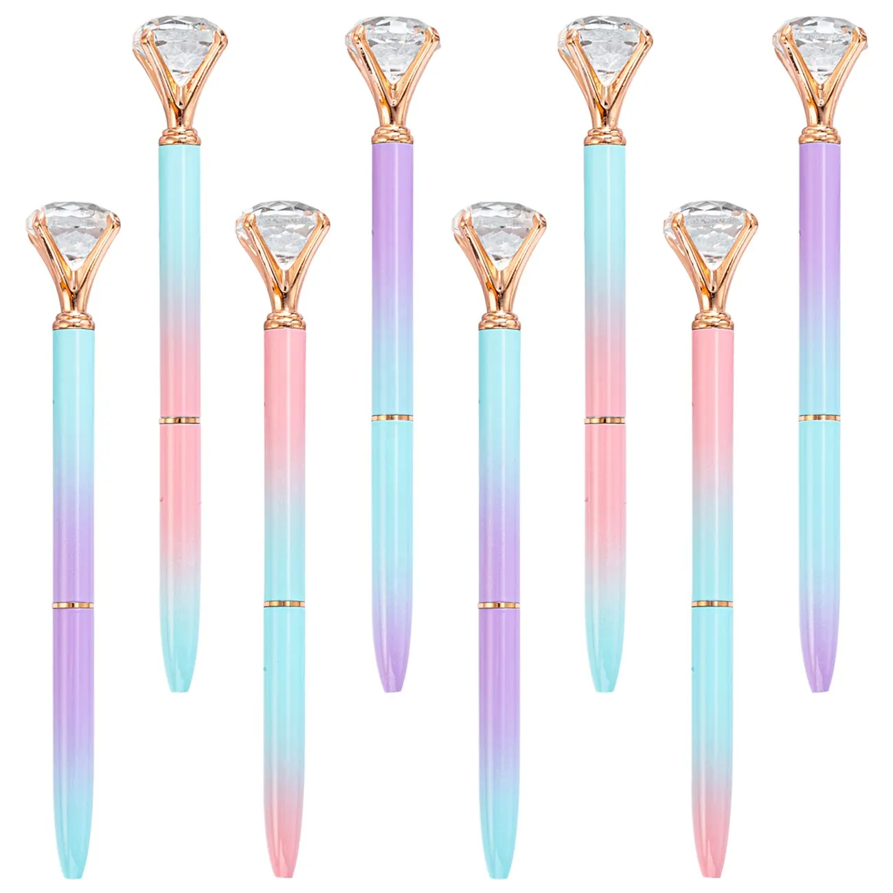 New Design Wholesale Large Crystal Diamond Head Ballpoint Pen Personalized Custom Logo Gradient Diamond Pen