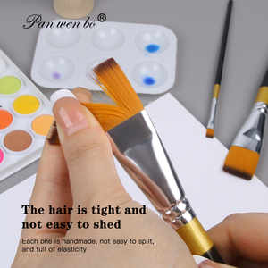 Panwenbo 8 mô hình duy nhất phẳng đỉnh sơn bàn chải gỗ xử lý Nylon tóc màu nước duy nhất sơn bàn chải cho bột màu acrylic dầu - Product Image 3