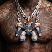 Pendentif Mecha tendance en argent 925 et moissanite, entièrement pavé, bijoux hip-hop pour rappeurs, DJ et soirées