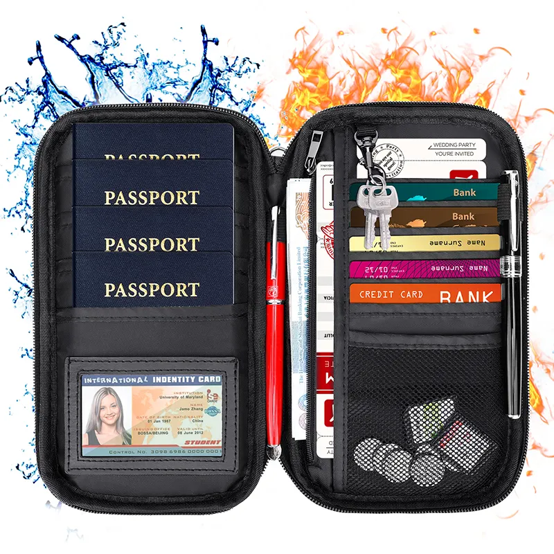 Personal Travelling Portable Safety Wallet Money Card Bag Custom Fireproof Passport Holder
