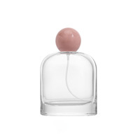 Flacon de parfum en verre transparent haut de gamme à base épaisse, rond et plat, 50 ml 100 ml, avec emballage en boîte pour cadeaux de mariage
