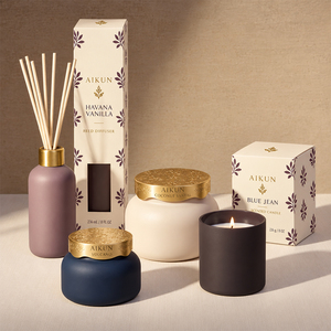 Aikun, Bajo MOQ, Respuesta Rápida, Set de Difusor de Aroma de Vidrio Redondo de 100 ml con Vela, Caja Floral con Logotipo en Relieve, Cualquier Aroma Duradero para Tiendas de Regalos - Product Image 2