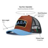 Casquette Trucker Ajustable 5 Panneaux Respirante de Qualité Supérieure avec Blocs de Couleurs, Patch Personnalisé et Design d'Image en Maille