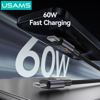 USAMS SJ752 Kabel Pengisian Daya Cepat Laptop Super Berdaya Tinggi 60W Baru 1.2M Tipe C 3A 5A 6A Kabel Data Pengisian Cepat untuk Apple 16 15