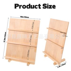 Wooden <b>Card</b> <b>Display</b> Rack 3 Tier Desktop Storage For Trading <b>Cards</b> And Postcards Multipurpose Organizing <b>Stand</b> - Product Image 4