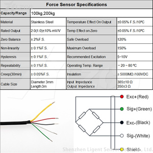 Célula de carga de acero inoxidable LZCG, 150Kg de capacidad, protección IP65, sensor analógico montado en brida de alta precisión, kg - Product Image 5