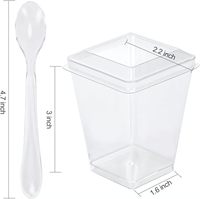 50 gobelets à dessert jetables avec couvercles et cuillères pour usage à froid, capacité de 150 ml