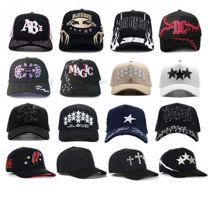 Oem <span class=keywords><strong>Custom</strong></span> 5 Paneel Een Frame Barbas Hoed X Rijk Het Kind Brede Rand Suède <span class=keywords><strong>Trucker</strong></span> Hoed Strass Chroom Baardhoeden Rijk - Product Image 1