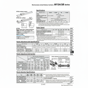 Cilindro sin vástago SMC Pneumatics, cilindros articulados mecánicamente, categoría de producto - Product Image 1