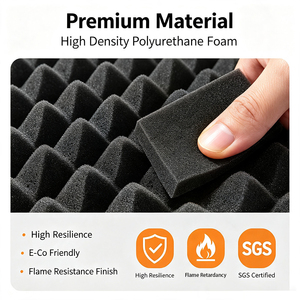 Panneau acoustique en mousse <span class=keywords><strong>de</strong></span> polyuréthane, <span class=keywords><strong>fibre</strong></span> absorbante du son, surface pyramidale, écologique, NRC 0.8, design moderne pour une utilisation multi-espaces - Product Image 5