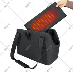 Bolsa de Transporte para Mascotas con Calefacción y Puerto USB, Control de Temperatura, para un Solo Hombro, Forro de Poliéster Negro - Product Image 1