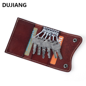 Dujiang <b>Key</b> Pouch 7 Inch Genuine Leather <b>Key</b> <b>Holder</b> With Card Slots For Home Storage - Product Image 1