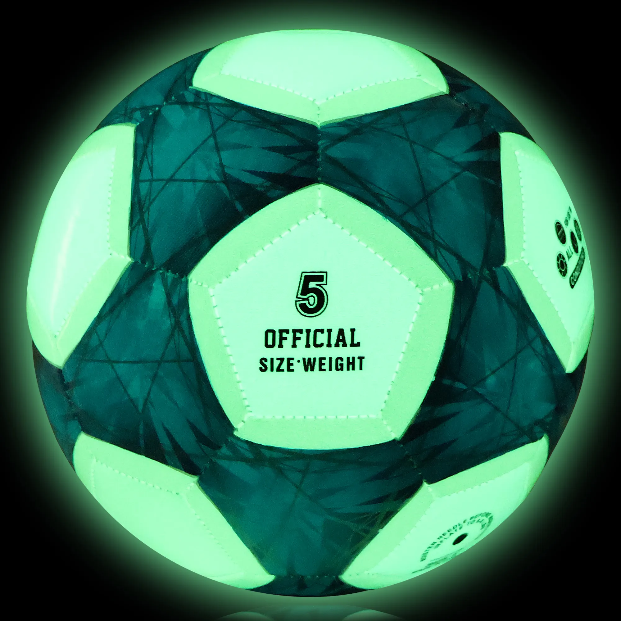 Classical Glow In The Dark Luminous Soccer Balls Machine Stitched Soccer Ball Custom Offical Size PU Soccer Ball