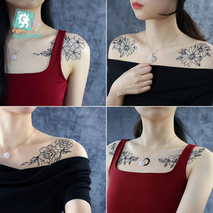 Moda hermosa <span class=keywords><strong>pierna</strong></span> femenina tatuaje tatuajes temporales de flor pegatinas Lotus peonía flores de cerezo caderas tatuaje diseño - Product Image 3